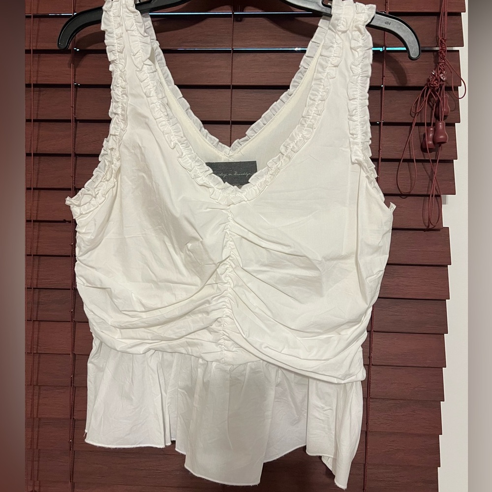 Sunday in Brooklyn White Peplum Ruffled Top